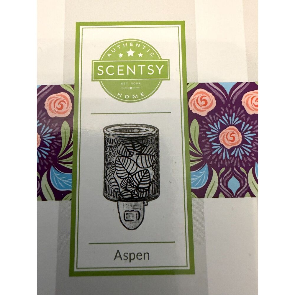 Scentsy Aspen Mini Warmer Retired Gold Leaf Wall Plug In w/ Original Box